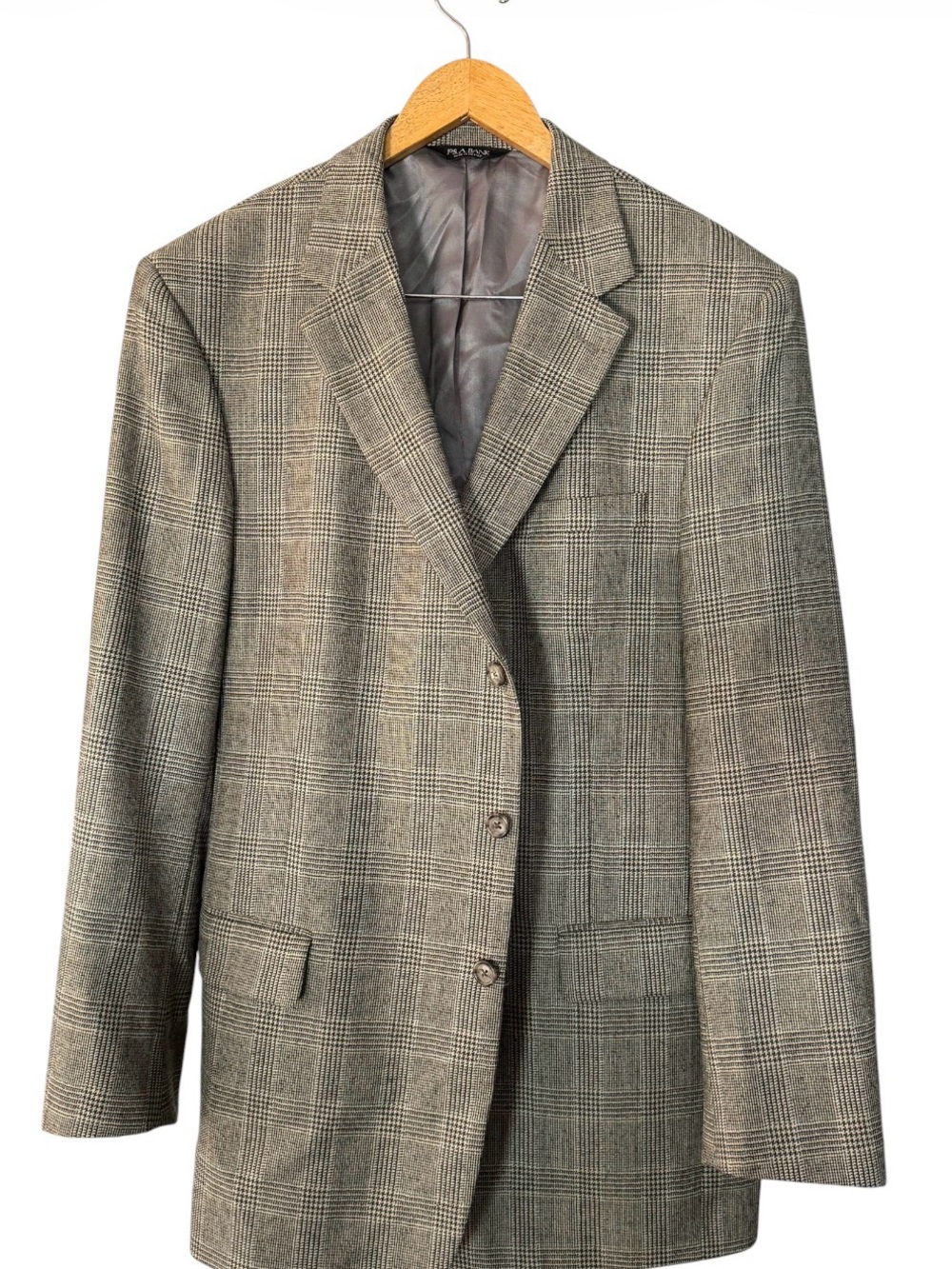 Jos. A. Bank Men's Glen Plaid Sport Coat in Brown Wool, Alpaca and Silk 46L